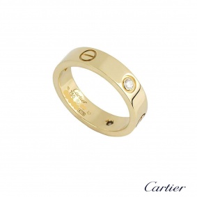 Cartier Yellow Gold Half Diamond Love Ring Size 52 B4032452